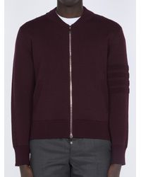 Thom Browne - Zip Up Bomber Jacket Merino Burgundy - Lyst