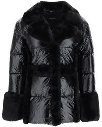 Guess - Puffer Jacket With Faux Fur Details - Lyst