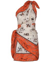Fendi - Printed One-shoulder Silk Dress - Lyst