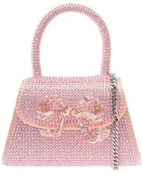 Self-Portrait Pink 'rhinestone Micro Bow' Hand Bag With Shoulder Strap ...
