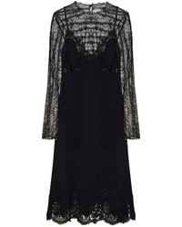 Ermanno Scervino - Cady And Lace Midi Lingerie Dress With Tulle Top - Lyst