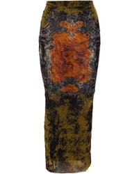 Jean Paul Gaultier - Medaillon Print Mesh Long Skirt - Lyst