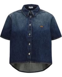 Loewe - Short Sleeve Denim Trapeze Shirt Cotton - Lyst