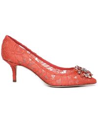 Dolce & Gabbana - Taormina Lace Pumps With Crystals - Lyst