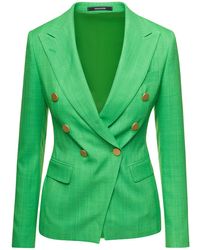 Tagliatore - Double-breasted Jacket With Gold-tone Buttons In Viscose Blend - Lyst