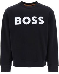 BOSS - Crew Neck Sweatshirt With Logo Print - Lyst