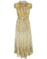 Zimmermann - Long Dress With Floral Print - Lyst