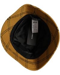 Dolce & Gabbana - Dark Check Wide Brim Bucket Cap Hat Cotton Elastane - Lyst
