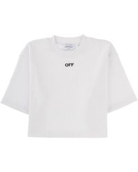 Off-White c/o Virgil Abloh - Cropped T-Shirt With Logo Cotton T-Shirts - Lyst