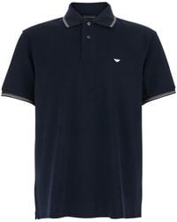 Emporio Armani - Polo Shirt Two-Tone Collar Cotton - Lyst