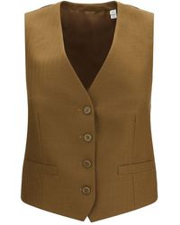 Burberry - Brown Wool Oves Aries Sleeveless Jacket - Lyst