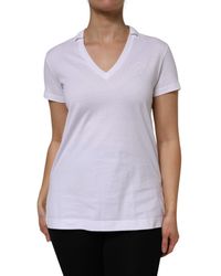 Dolce & Gabbana - Cotton Short Sleeve V-Neck Top T-Shirt - Lyst