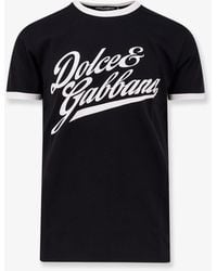 Dolce & Gabbana - T-Shirt With A Logo And Velvet Finish - Lyst