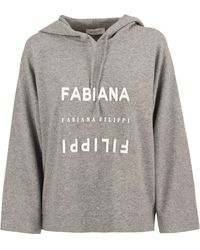 Womens Clothing Jumpers and knitwear Zipped sweaters Fabiana Filippi Wool Zip-through Hooded Sweater in Grey - Save 35% Grey 