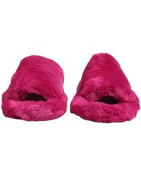 Dolce & Gabbana - Pink Acrylic Faux Fur Mens Flats Sandals Shoes - Lyst