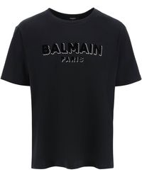 Balmain - Flock & Foil Logo T-shirt - Lyst