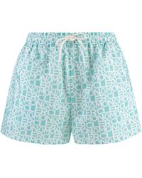 Moncler - Mint Green Logoed Shorts - Lyst