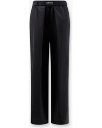 Loewe - Wool Trousers With Logo Detail - Lyst