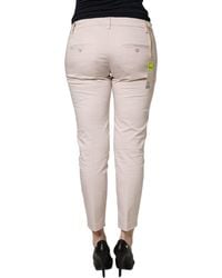 Versace Jeans Couture - Low Waist Tapered Cropped Trousers Pants Cotton Elastane - Lyst