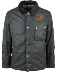 Barbour - Waxed Cotton Field Jacket With Corduroy Collar - Lyst