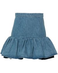 Patou - Cotton Blend Peplum Denim Skirt - Lyst