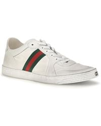 Gucci - Stretch Leather Sneakers - Lyst