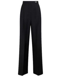 Prada - Wool Classic Logo Pants - Lyst