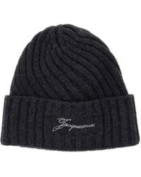 Jacquemus - 'Le Bonnet Tourni' Beanie With Turn-Up Brim And Logo Lettering On The Front - Lyst