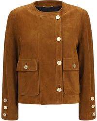 Saint Laurent - Short Suede Jacket With Buttons - Lyst
