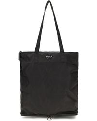 Prada - Re-Nylon Tote Bag Calf Leather Bos Taurus Shoulder - Lyst