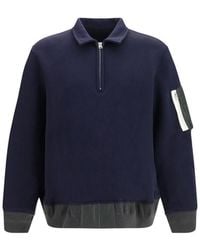 Sacai - Blue Cotton Polo Shirt - Lyst