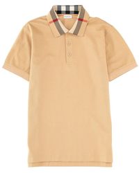 Burberry - Polo Shirt With Check Collar Cotton - Lyst