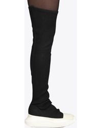 Rick Owens DRKSHDW Stivali Denim Abstract Black Stretch Canvas Abstract Thigh High Boots