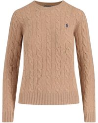 Polo Ralph Lauren - Cable-Knit Cashmere Blend Sweater With Logo Embroidery - Lyst