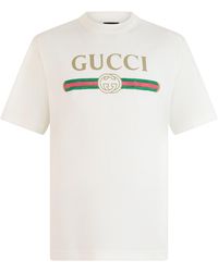 Gucci - T-Shirt Cotton And Silk Jersey With Graphic Print T-Shirts & Jerseys - Lyst