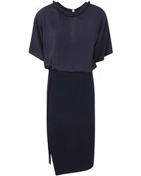 N°21 - Midi Dress With Pencil Skirt And Shirt Neck Clothing - Lyst