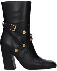 Versace - Black Leather Ankle Boots - Lyst