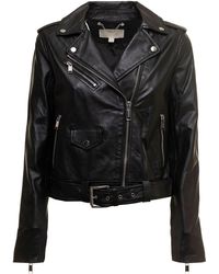 MICHAEL Michael Kors Black Imitation Leather leggings | Lyst