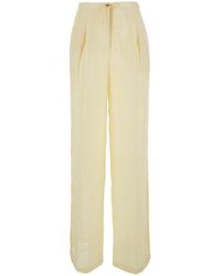 Semicouture - Linen Pants With Elastic Waist For Trousers - Lyst