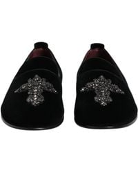 Dolce & Gabbana - Velvet Embellished Loafer Slip On Shoes Glass Capra - Lyst