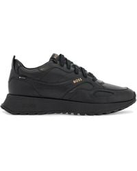 BOSS - Leather Sports Sneakers With Strap For - Lyst