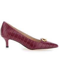 Twinset - Bordeaux Pumps With Low Stiletto Heel And Embissed Crocodile Effect - Lyst