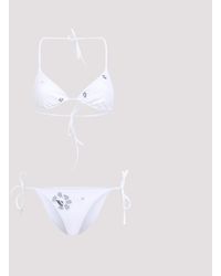 Ermanno Scervino - Bikini A Triangolo Con Stampa Animalier Zebrata E Pizzo Rebrodè - Lyst