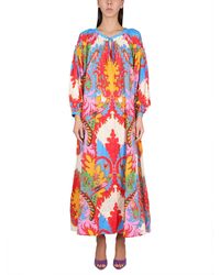Etro - Ruffled Printed Cotton And Silk-blend Jacquard Maxi Dress - Lyst