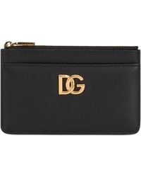 Dolce & Gabbana - Card Holder Calfskin With Zip Wallets & Cardholders - Lyst