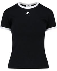 Courreges - Logo T-Shirt, Cotton, Crew Neck, Short Sleeves - Lyst