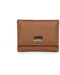 Dolce & Gabbana - Caramel Dauphine Leather French Flap Wallet - Lyst