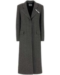 Blumarine - Embroidered Wool Blend Coat - Lyst