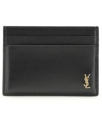 Saint Laurent - Tiny Cassandre Card Holder Calf Leather Bos Taurus Wallet - Lyst