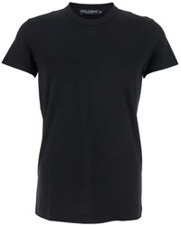 Dolce & Gabbana - Crewneck T-Shirt With Tonal Logo Lettering Embroidery On The Front - Lyst